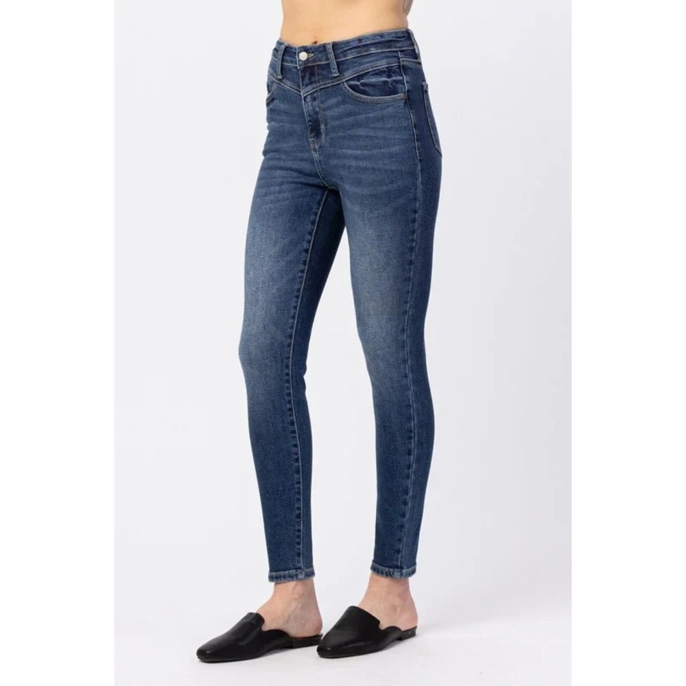 Judy Blue Skinny Fit Hi-Rise‎ Front Yoke Jeans Womens 7/28 Blue Stretch Denim
